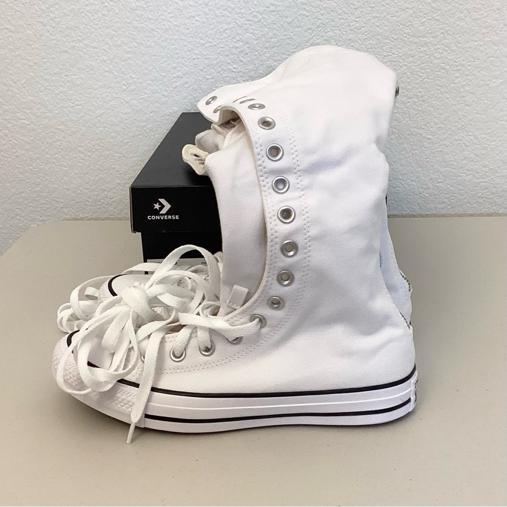 Converse 8 NIB Knee High XX-HI Tall Lace Up White Sneakers Authentic New In Box - Picture 6 of 11